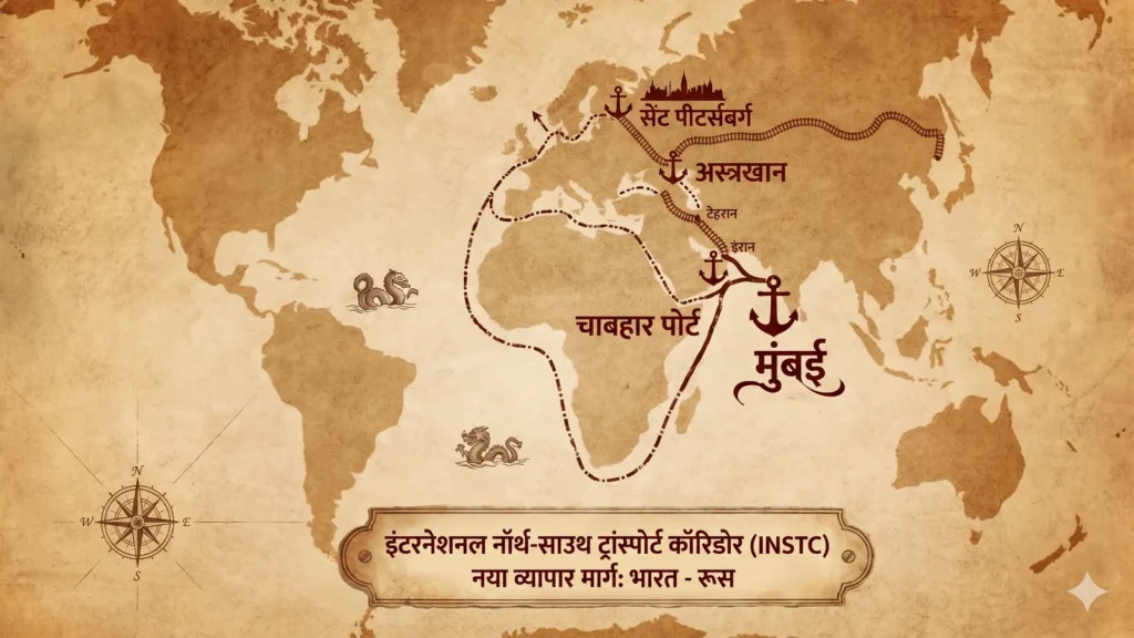 भारत 'इंटरनेशनल नॉर्थ-साउथ ट्रांसपोर्ट कॉरिडोर' (INSTC) नाम का एक बहुत बड़ा ट्रेड रूट बना रहा है